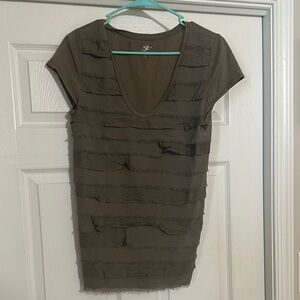 Loft green ruffle shirt size M